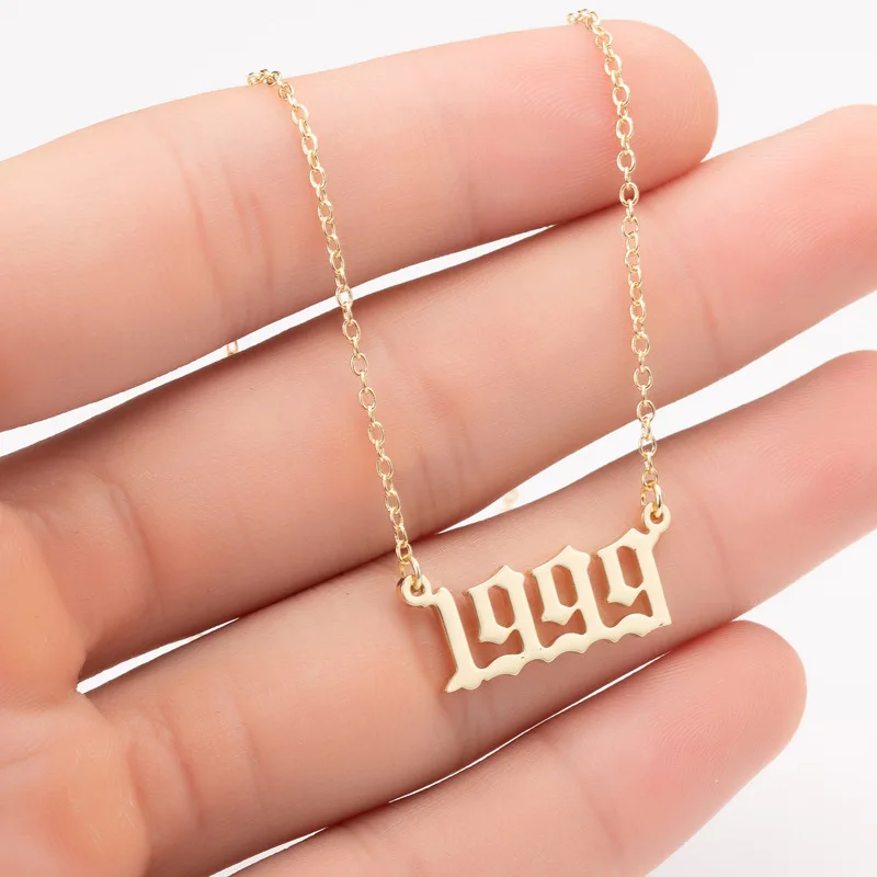 1999 Women Personalized Necklace Special Date Year Number Necklace girl1994 1995 1996 1997 1998 1999 from 1980 to 2002 chain Jewelry - Окраска металла: 1999