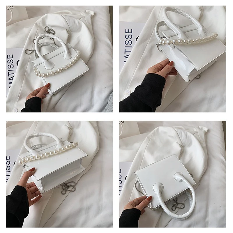 

Fashion Pearl Chain Handbag Female 2021 Ladies Trend High Sense Bag New Western Style Messenger All-match Small Square Bag