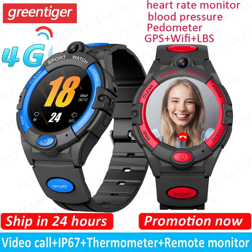 GPS-часы 4G Детские умные часы видеозвонки телефонные монитор обратного вызова