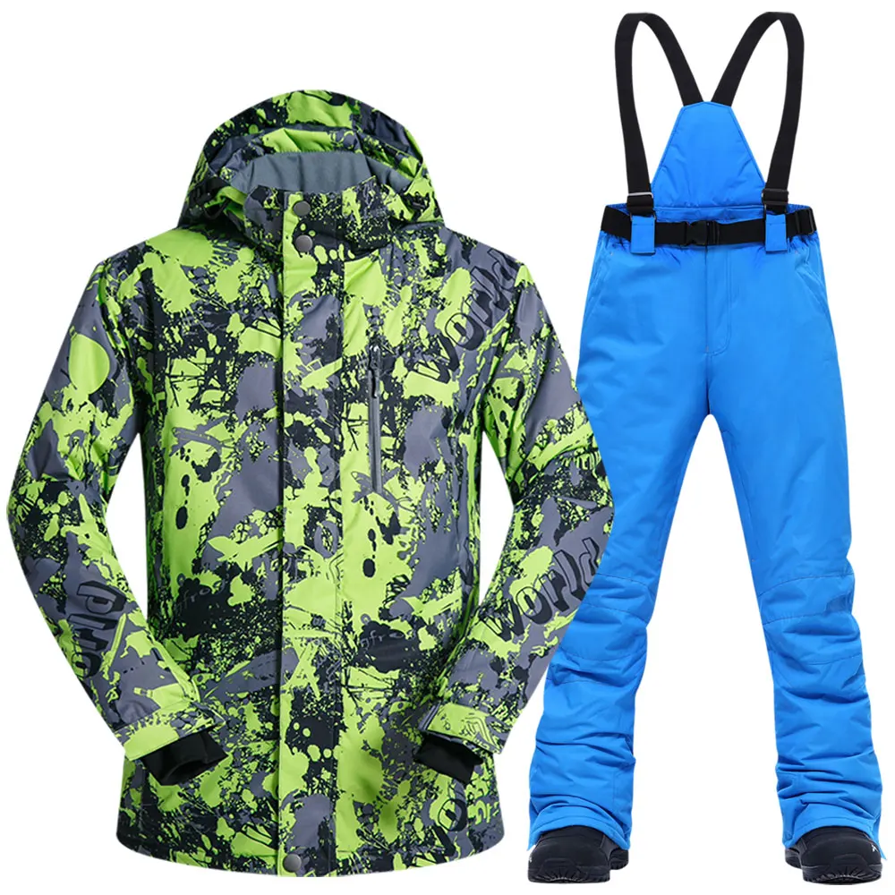 Мужской лыжный костюм брендовая ветрозащитная Водонепроницаемая теплая одежда