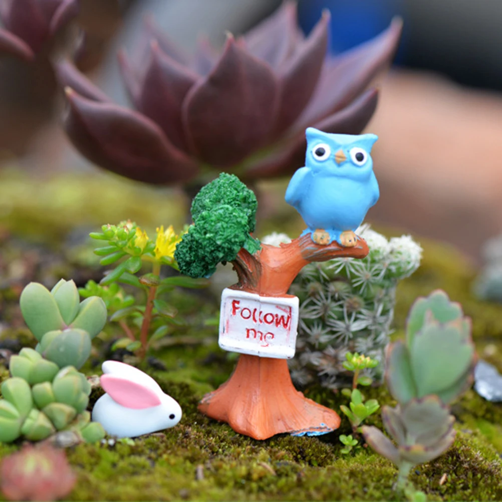 1Pc DIY Resin Owl &amp Tree Branch Mini Crafts Miniatures Fairy Garden Ornaments Bonsai Micro Landscape Decoration | Дом и сад