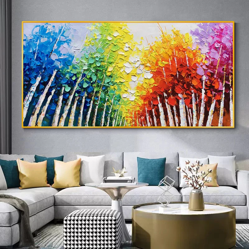 

Hand Painted Abstract Forest Trails Oil Painting Canvas Frameless Living Room Corridor Wall Decoration