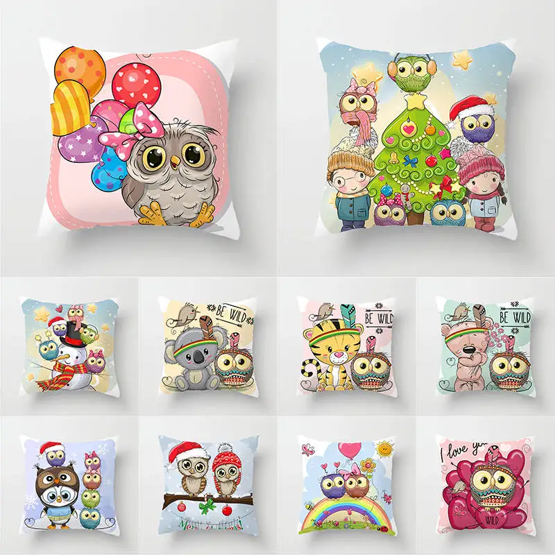 Симпатичные животные сова наволочка для подушки детский душ квадратные
