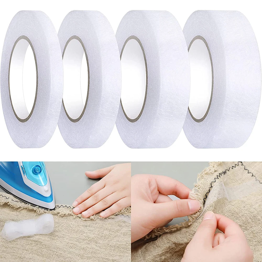 

50M Double Side Fabric Fusing Tape Hem Tape No Sew Hemming Tape Iron-on Tape Adhesive for Pants Dresses Clothing Accessories