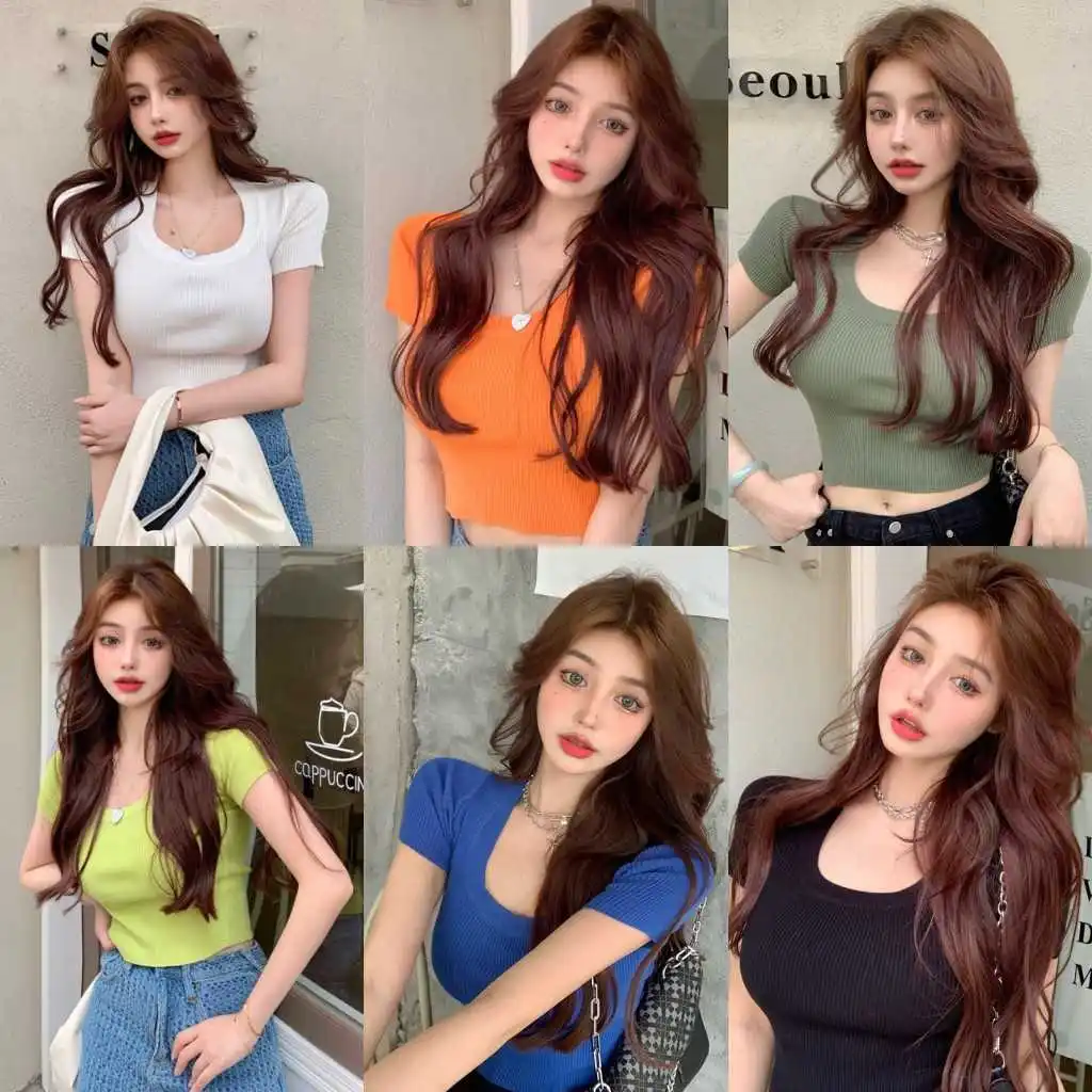 Женский облегающий пуловер свитер Новинка лета 2021 обтягивающая рубашка в