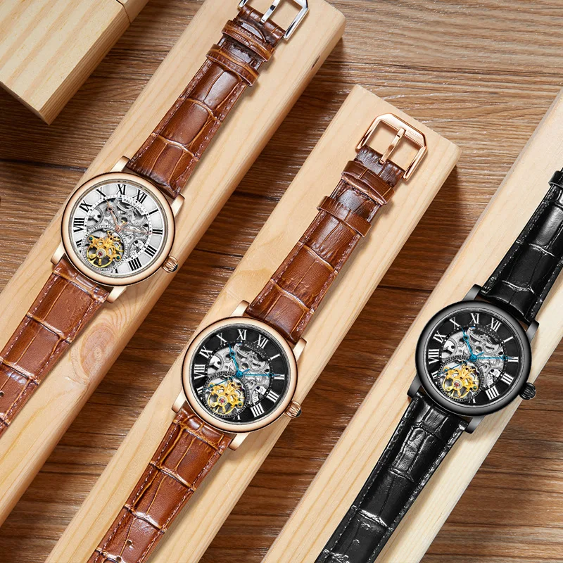 

Vintage luxury tourbillon men watch fully automatic male clock 2020 new creative classic Business gift for friends wristwatch