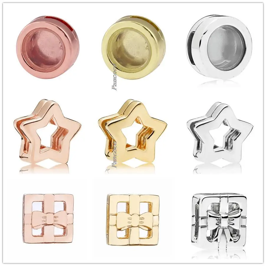 Original 925 Sterling Silver Smooth Reflexions Star Clip Stopper Lock Charm Fit Pandora Women Bracelet &amp Necklace Jewelry | Украшения и