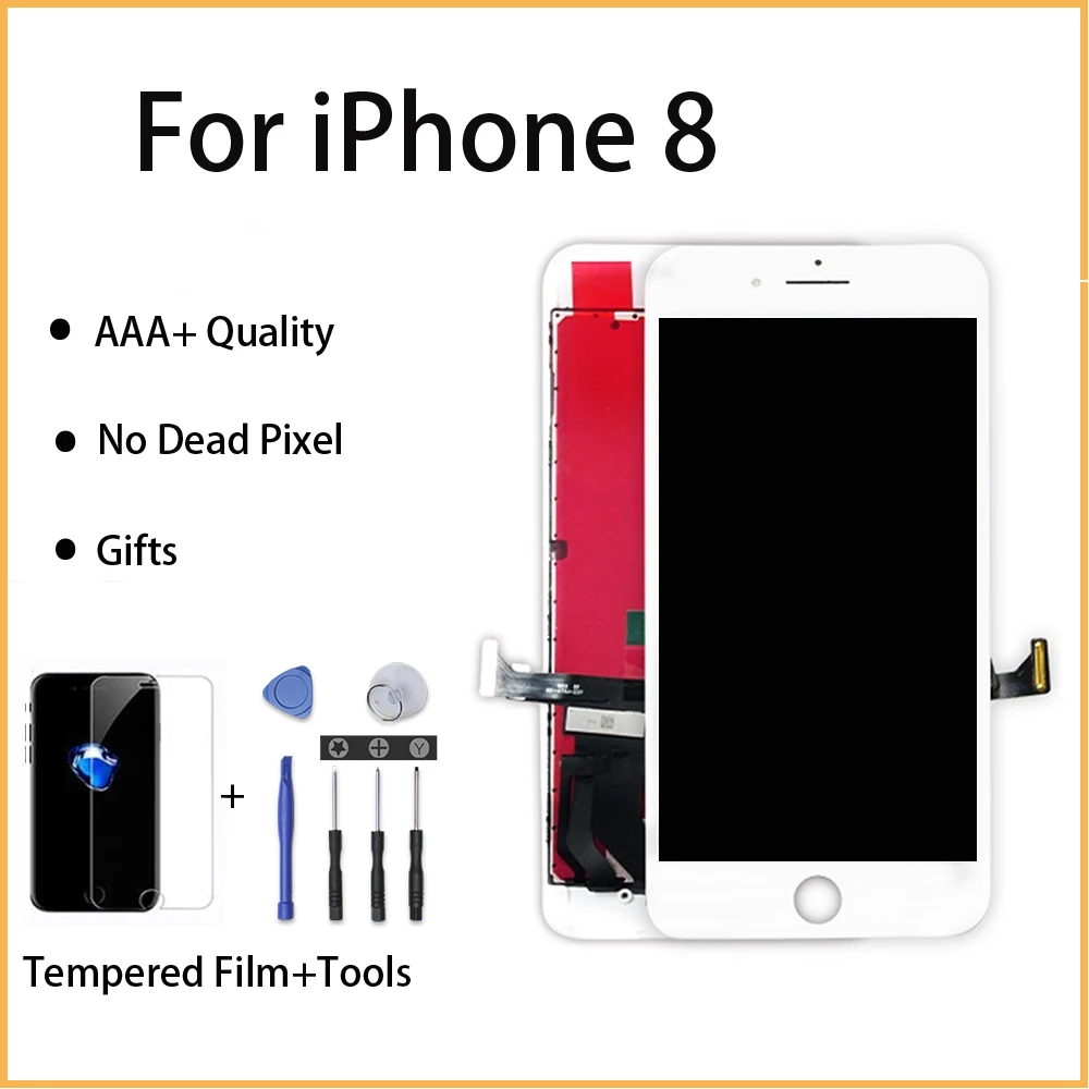 ЖК-дисплей Pantalla для iPhone 8, 8G, A1863, A1905, A1906, 3D сенсорный экран, замена дигитиера, сборка, без битых пикселей, Ecr, мобильный телефон, lcd s