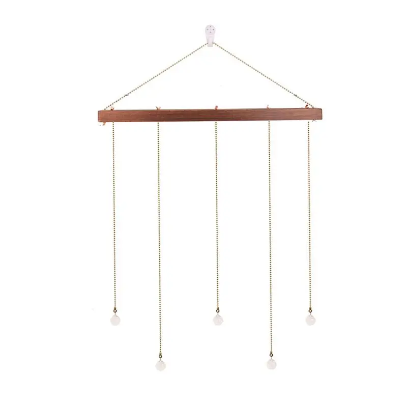 

Wood Photo Display Picture Frame with 20 Clips Crystal Pendant Chain Home Bedroom Wall Decoration