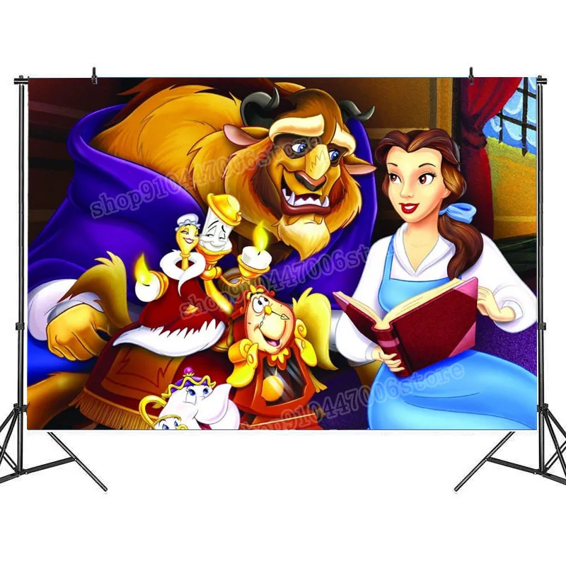 Красавица и Чудовище фон на день рождения Disney свадебный украшение для комнаты