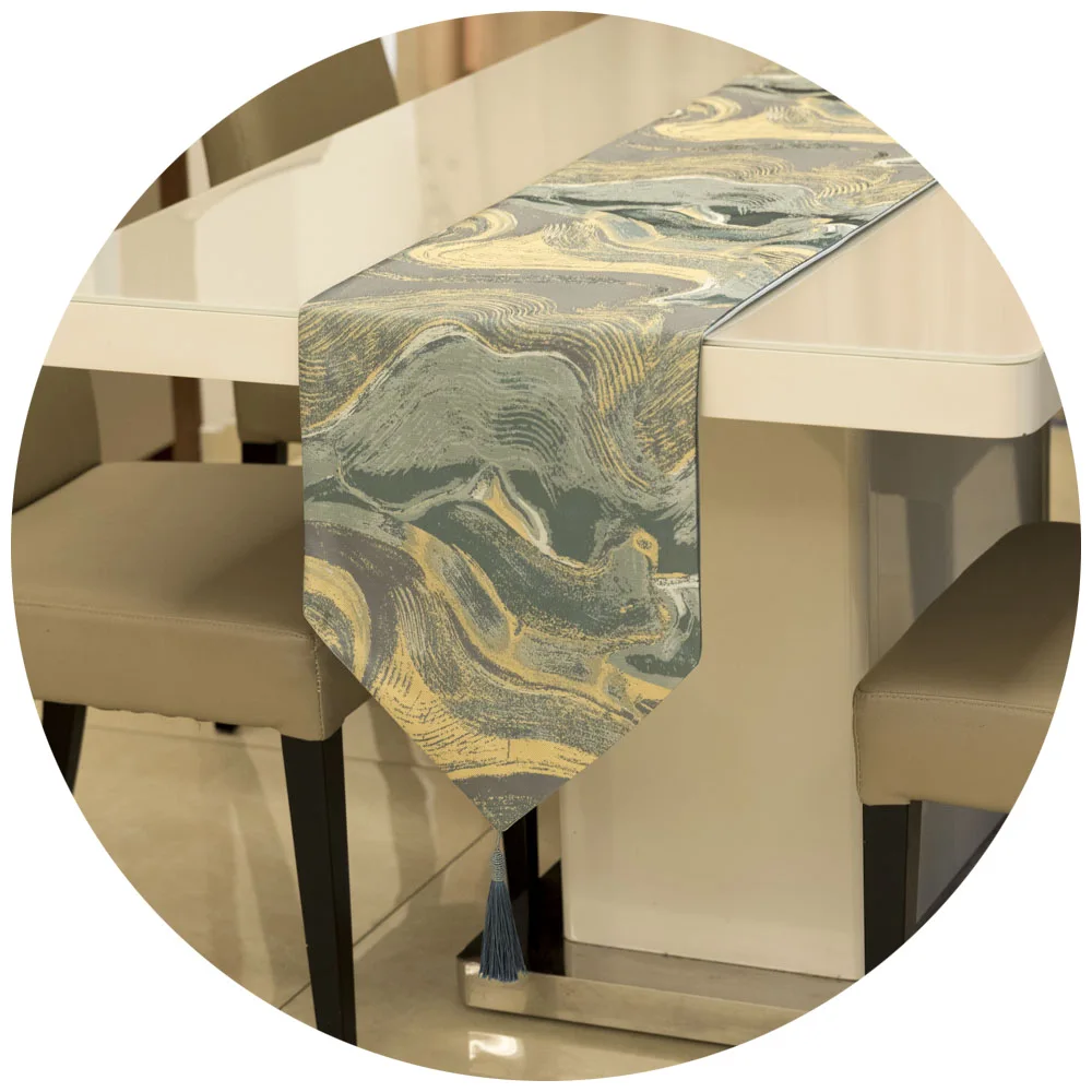 

Modern Nordic ins light luxury mountain ribbon table runner Korean new Chinese and Western dining table and coffee table fabric