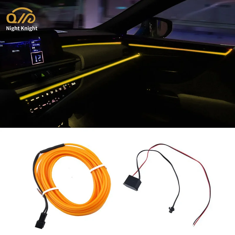 

Night knight Yellow Cold Light Wire Decorative Lamps Bar 1M 2M 3M 4M 5M Car LED Cold Strip Neon Lamp interior Atmosphere Lights