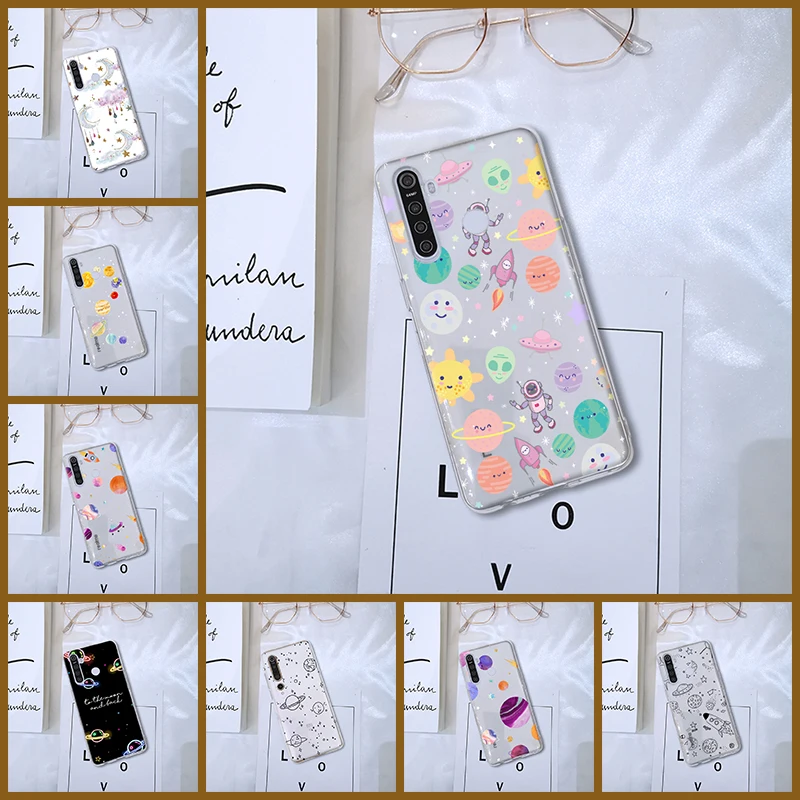 soft silicone transparent cute space star moon for oppo realme 5 6 x50 x2 pro phone case for realme c3 x3 xt c11 6i x back cover free global shipping