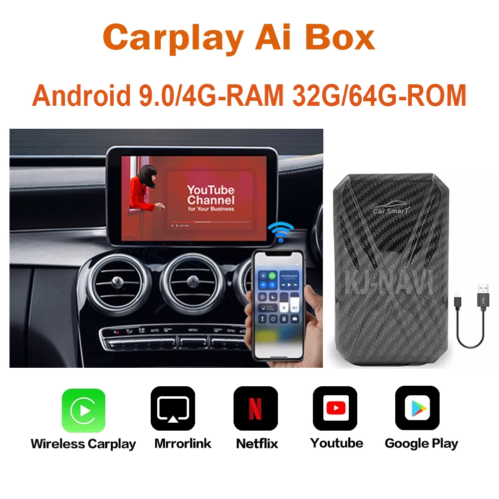 

4 + 64 Гб Carplay AI Box Универсальная автомобильная Система Android 9,0 GPS для Mercedes Benz Porsche Audi Peugeot SKODA Cadillac Buick Volvo