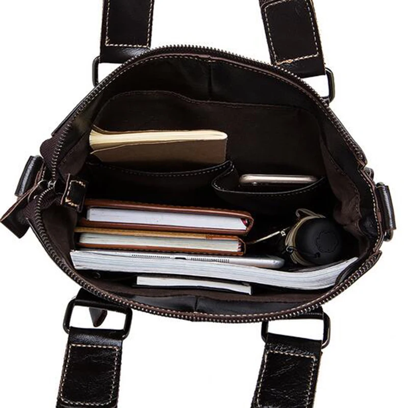 

Men Bag Fashion Genuine Leather Men Crossbody Shoulder Handbags Men's Briefcase Double Bag Messenger Bag Male 2021 Solid Bag Big