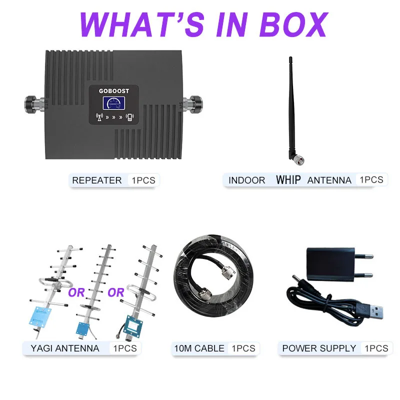 GOBOOST Gsm 2g 3g 850 900 2100 Cell Phone Signal Booster 4G 1700 1800 1900 2600 MHz Cellular Amplifier LTE 700 800 Repeater Kit | Мобильные