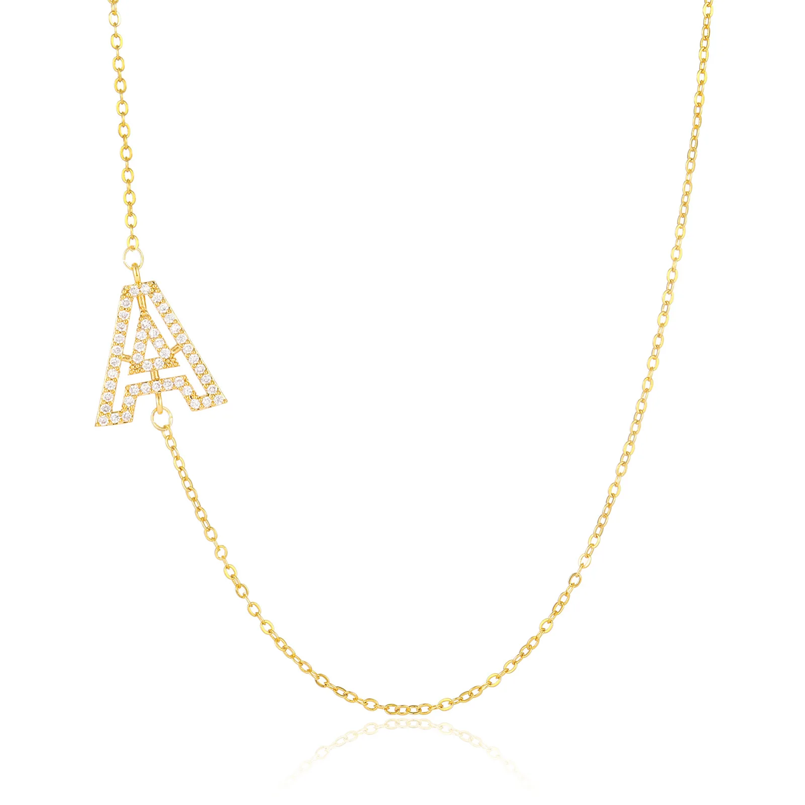 

Diamo sideways initial letter necklace for women personalized pave cz stone letter necklace dainty elegant customed jewelry