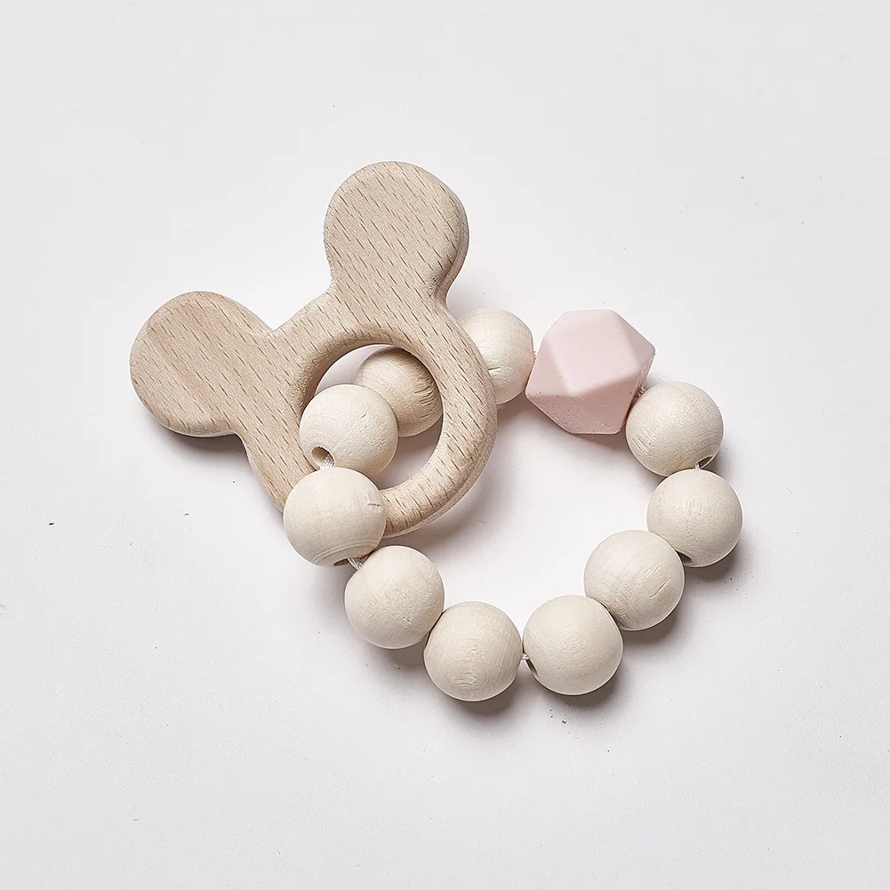 

Hot Baby Nursing Bracelets Wooden Teether Crochet Chew Beads Teething Wood Rattles Toys Teether Montessori Bracelets
