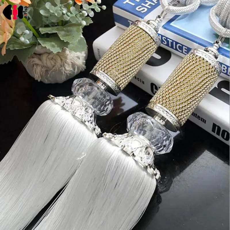 Завязки на шнурке с кристаллами для окон завязки бахромой украшение комнаты