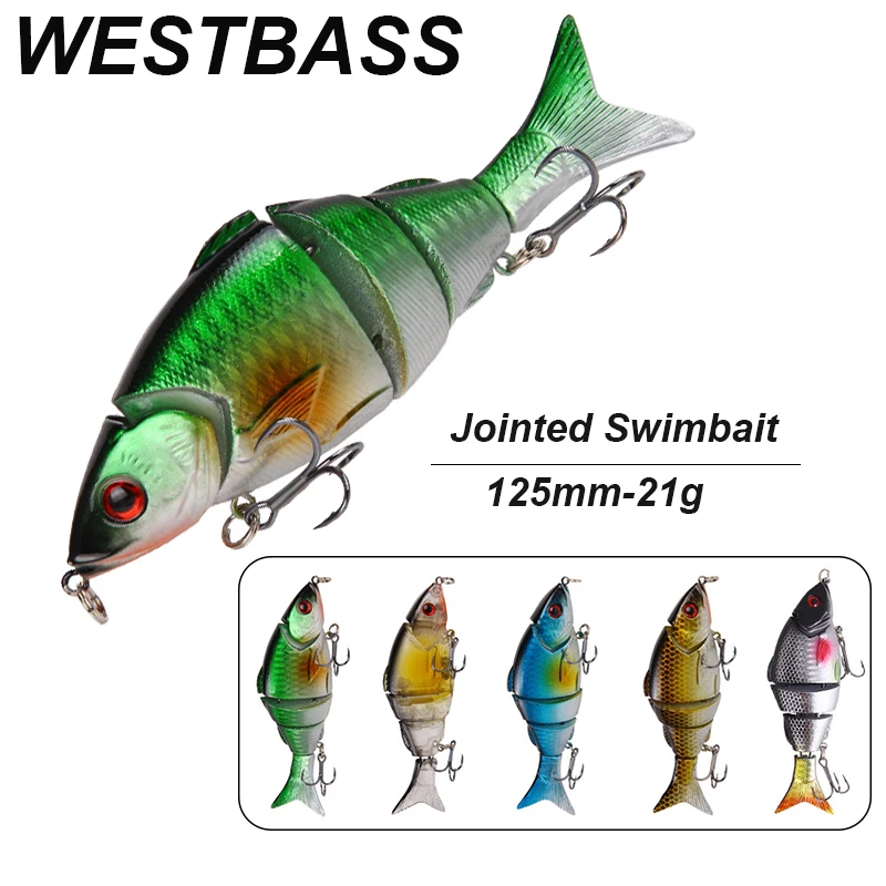 

WESTBASS 1PX Jointed Minnow Bait 125mm-21g Multi Segments Fishing Lure 5-Sections Hard Wobbler Trolling Swimbait Bass Isca Pesca