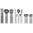 Набор столовых приборов из нержавеющей стали 30 шт., черный нож, чайная вилка, ложка, домашний Западный столовый сервиз, столовое серебро, подарок