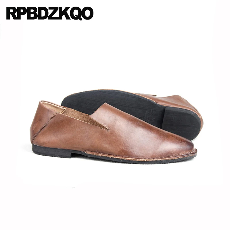 Driving Brown Genuine Leather Cow Skin Soft Soled European High Quality 2021 Men Casual Flats Shoes Brand Famous Summer Runway | Обувь