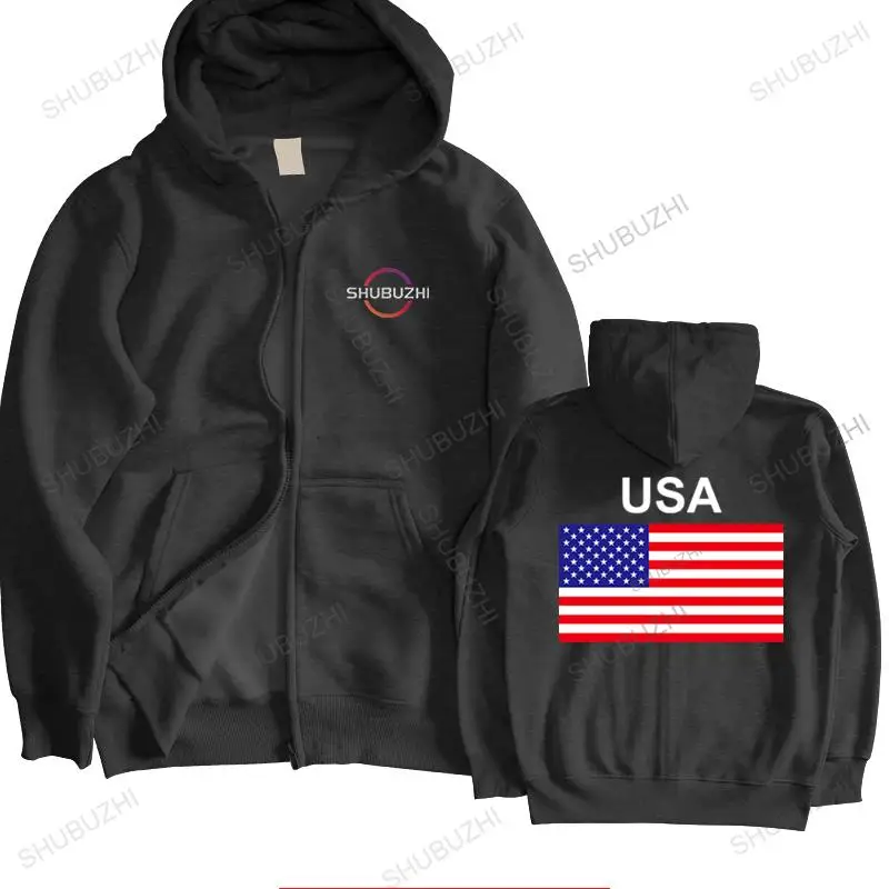 

new cotton spring men jacket hooded casual sweatshirt United States of America USA US FALG man hip-hop hoody black zipper coat