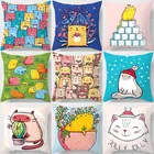 Квадратная наволочка с простым принтом кошки, используется для украшения дома, Стандартный Чехол 45 см * 45 см