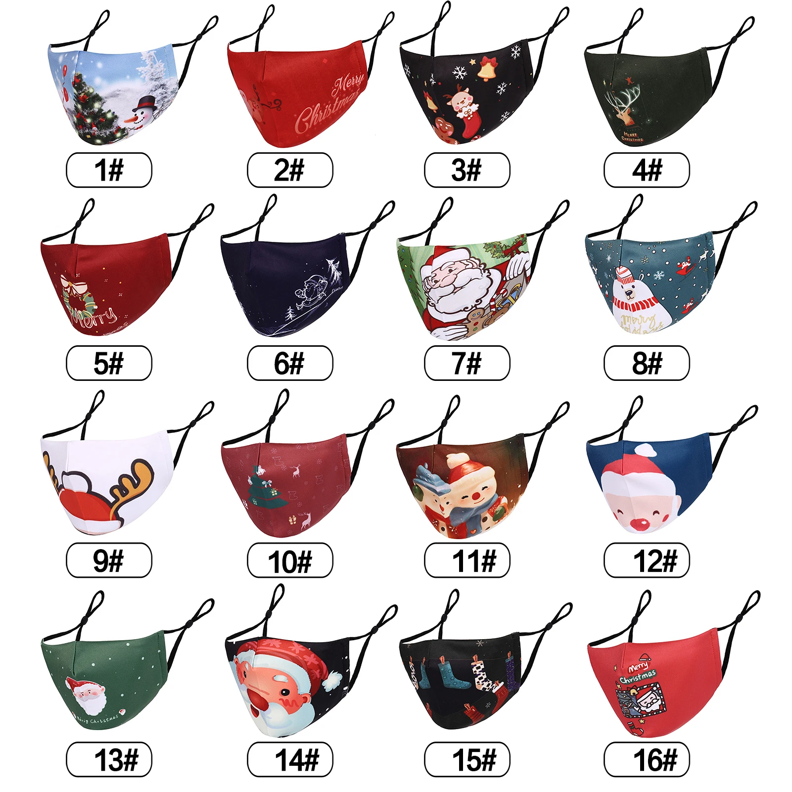

Christmas Face Mask Cute Reindeer Pattern Mouth Masks Masque Universal Disposable 3 Layer Ply Protective Masks