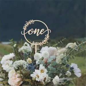 Круглый венок для детского торта на первый день рождения, деревянный Топпер для торта на день рождения, праздничный подарок, украшение для торта