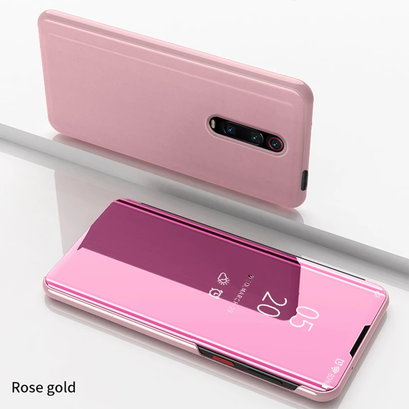 Умный зеркальный флип чехол для Xiaomi Redmi Note 7 8 5 6 Pro для Redmi 8A 7A 6A 5A 5 Plus Pro Note 4X K20 9T Pro S2 Y2 Y3 Go - Цвет: Rose Gold