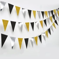 12 flags 4m hanging flags gold black silver pull flag glitter paper banner pennant bunting garland wedding birthday party decor