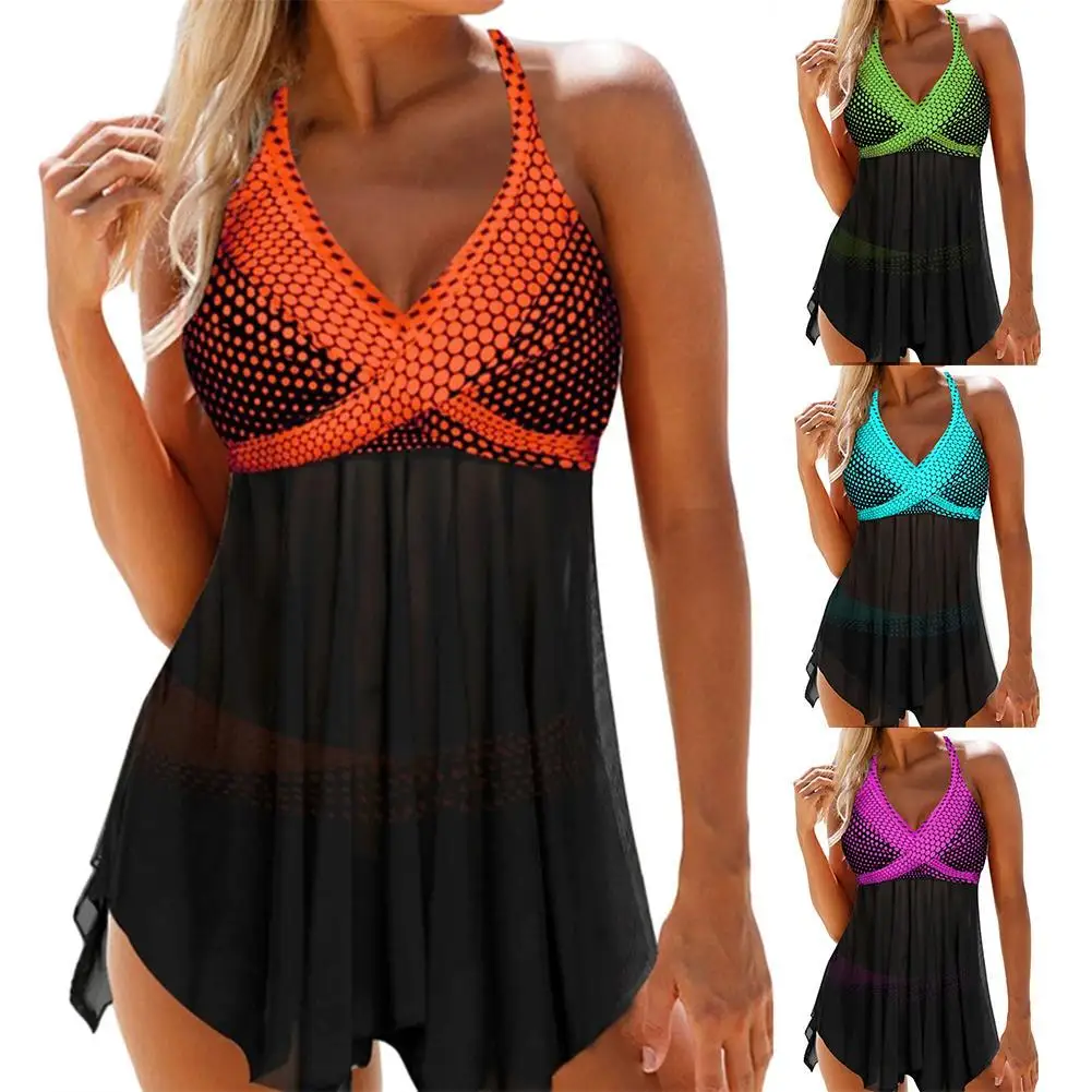 Оптовая продажа женский купальник с мягкой лямкой через шею и большим подолом