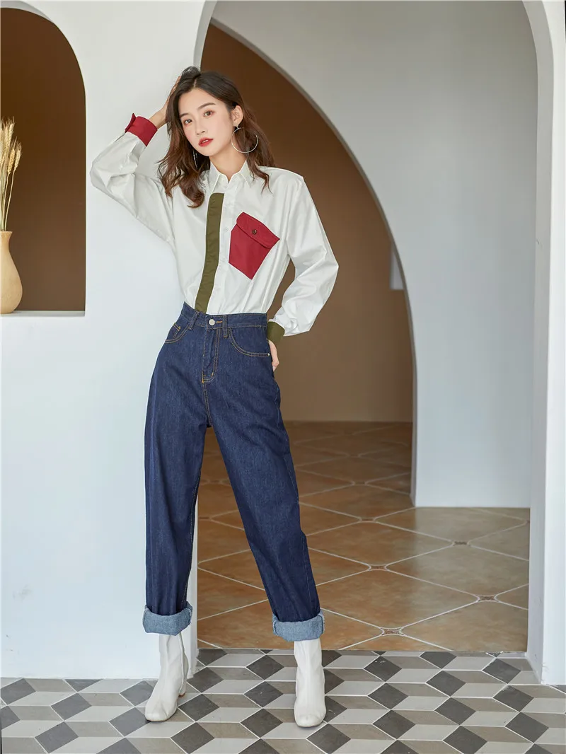 Дизайнерская хлопковая рубашка CHEERART 2020 с длинным рукавом цветная блузка Женские