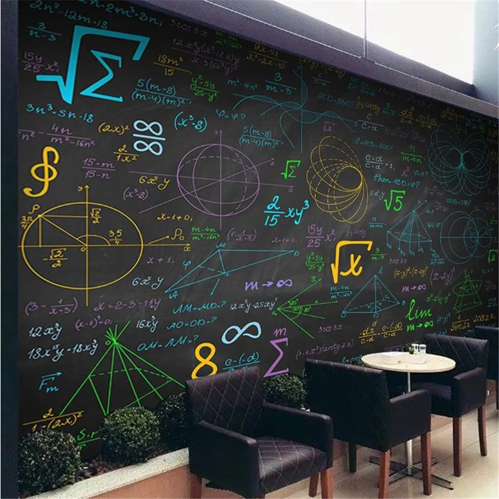 Milofi математические формулы красочный мел черная доска фон настенная бумага