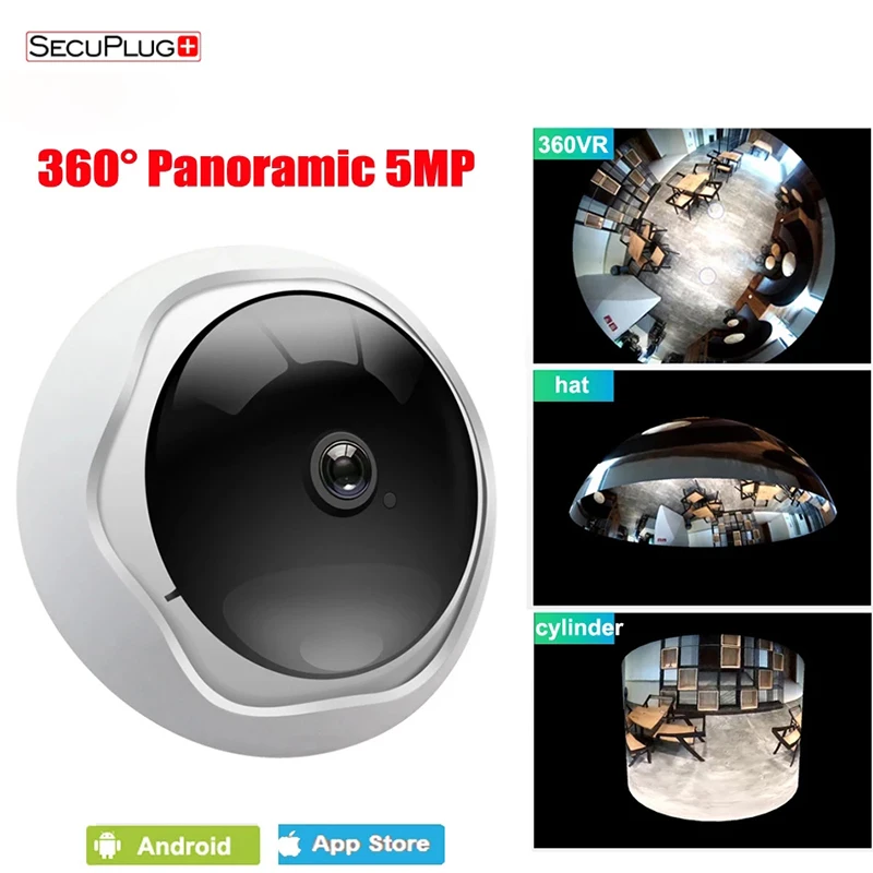 

SecuPlug+ 5MP XM 360 degre panoramic Wireless Panoramic Camera Network WiFi Fisheye Security IP Camera Built-in MIC