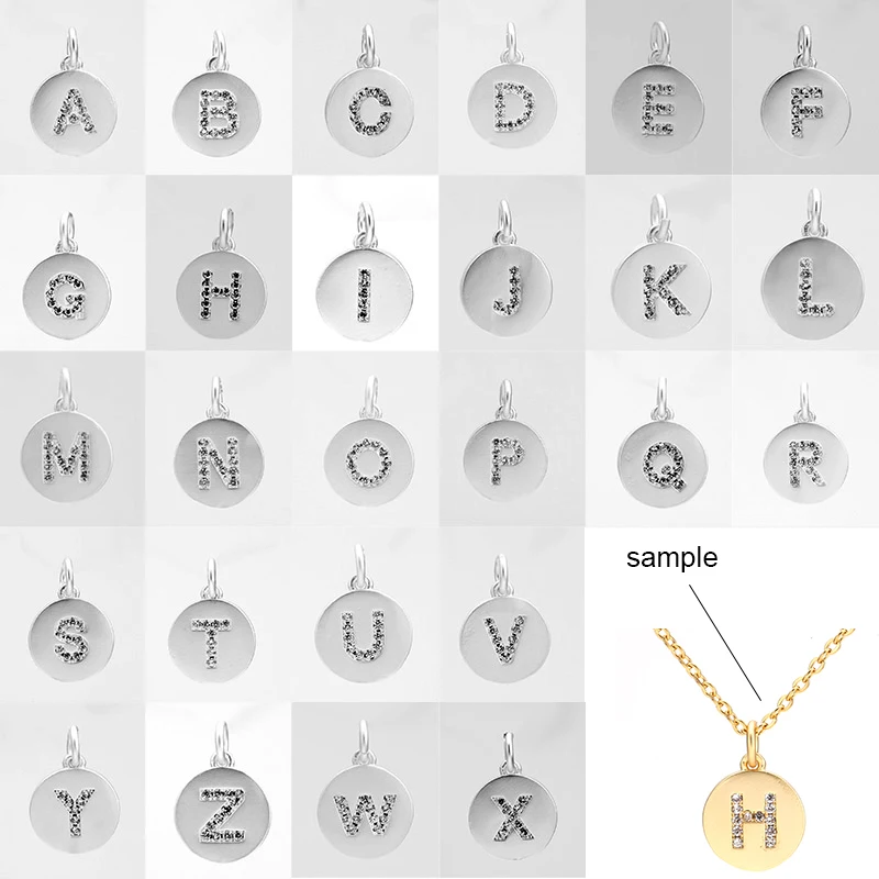 Шармы для изготовления ювелирных изделий серебристые Подвески с 26 буквами