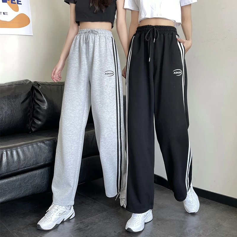 

Tethered sports pants women's pants loose legged spring autumn net infrared wear medium high waist slim casual Harlan pants