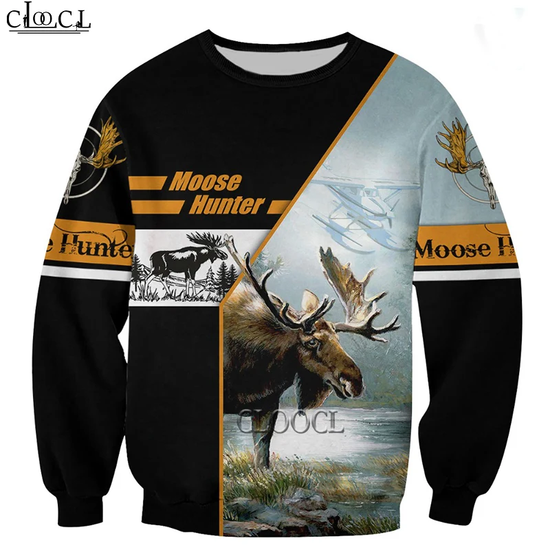 

HX Moose Hunting Animal 3D Print Men Women Sweatshirts Fashion Hip Hop Long Sleeve Streetwear Unisex Casual Harajuku Wild Tops