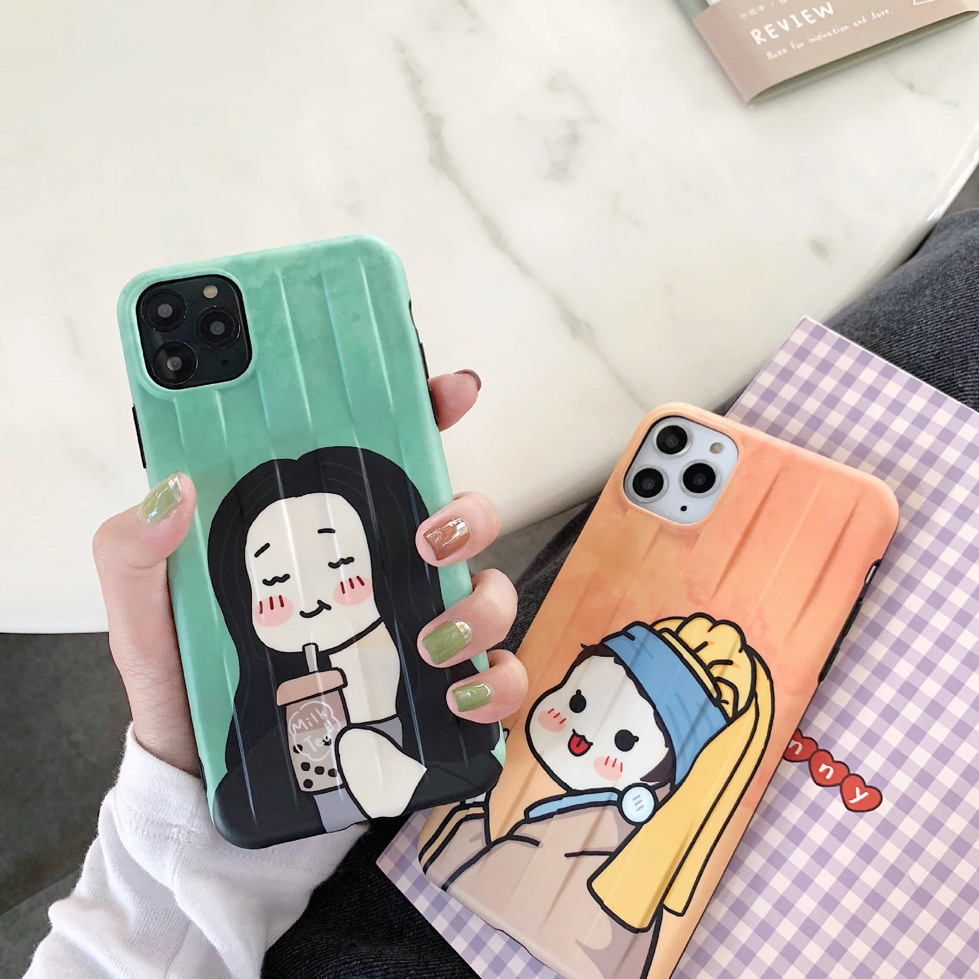 Ретро иллюстрация милый мультфильм девушка корейский чехол для телефона iPhone 11 Pro