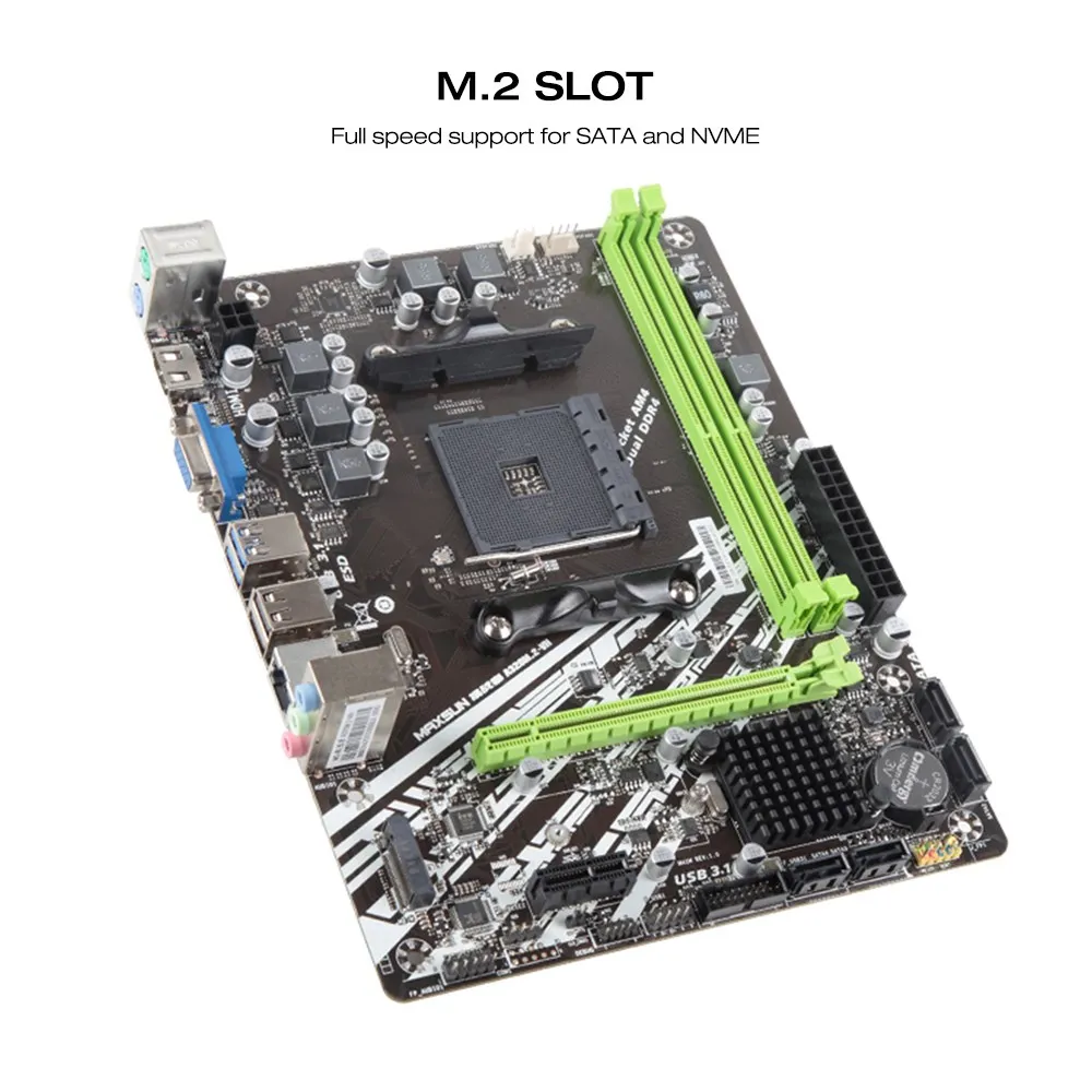 MAXSUN Полный Новый Материнская плата AM4 A320M.2 VH Challenger AMD ddr4 память Слоты ОЗУ PCI E слот ssd