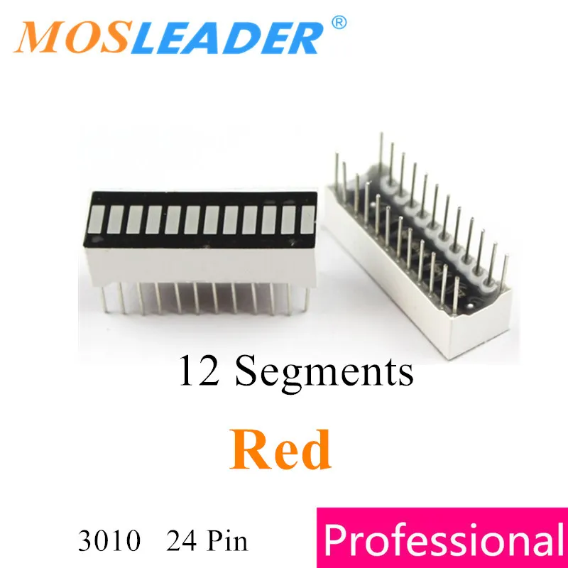 Mosleader 500PCS 12 Segment display Red 3010 12 Segments B12 DIP24 24P Anode Bargraph LED Bar graph light display digital