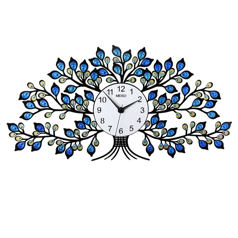 Crystal Tree Креативные большие настенные часы с голубым желтым кристаллом, современный дизайн, бесшумные декоративные уникальные подвесные часы для дома - Цвет: Crystal Tree