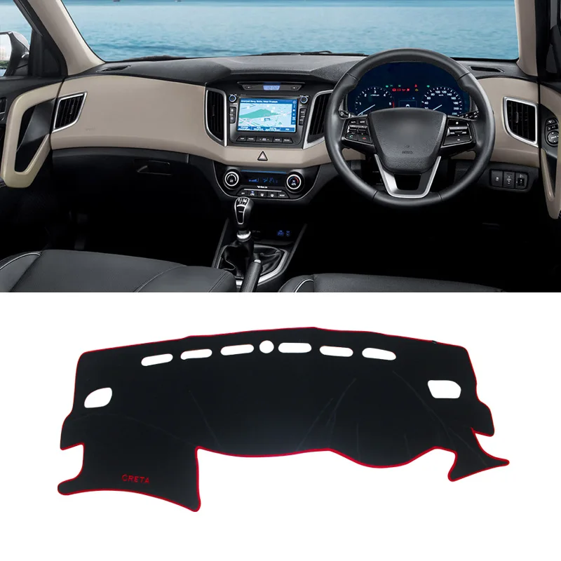 RHD Red Side Приборной панели автомобиля крышка коврики Избегайте светильник pad инструмента платформы стол ковры для hyundai Creta Ix25- аксессуары - Название цвета: RHD Red Side