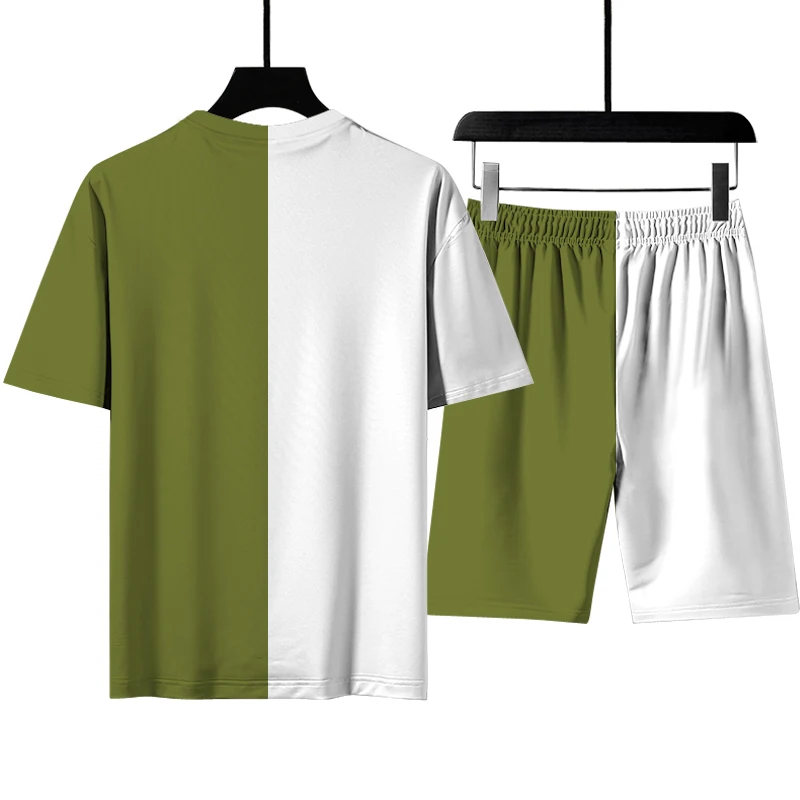 

Suit new gradient printing summer sports leisure men's and women's fashion suit two piece T-shirt + sports shorts s-6xl