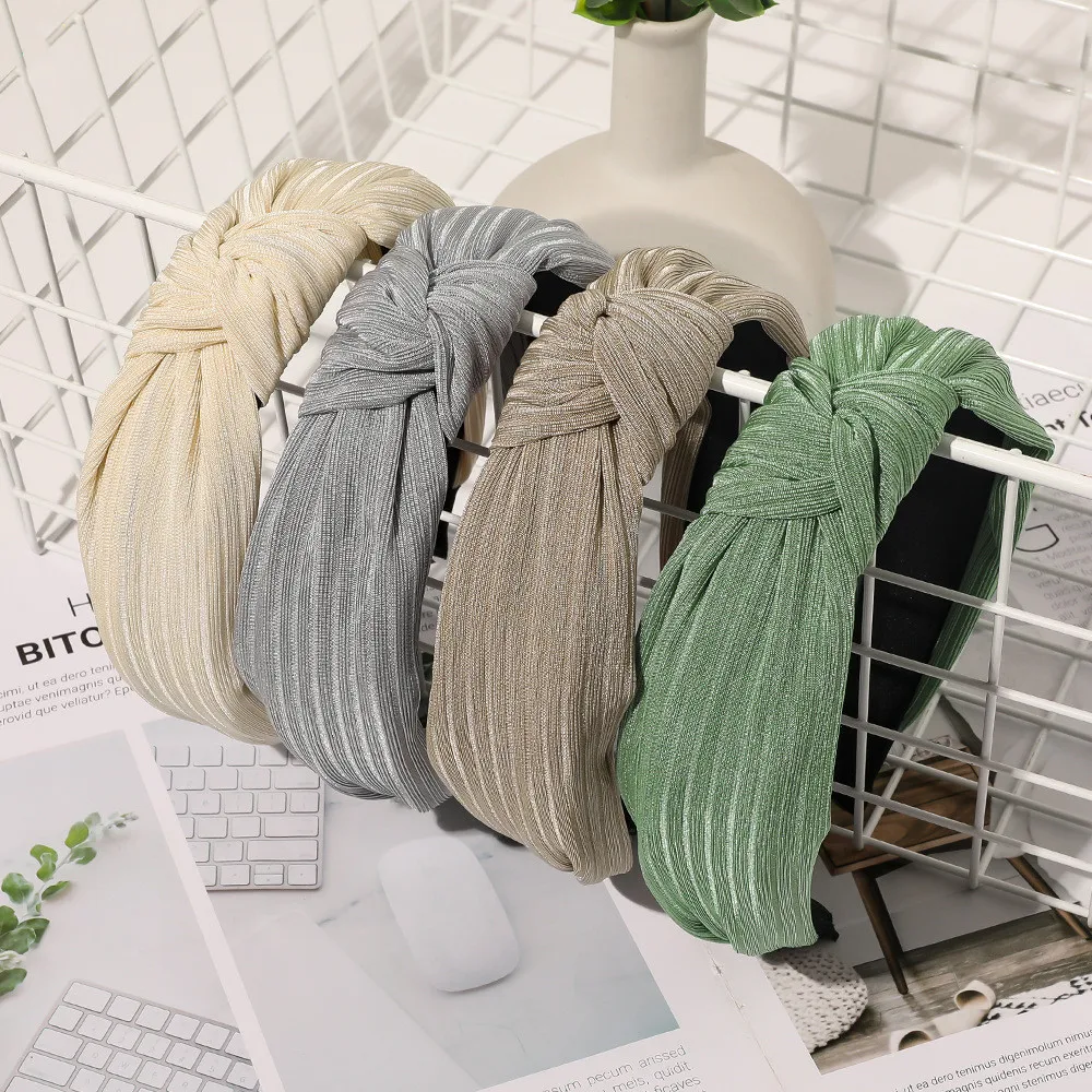 

Ободок для волос Однотонный женский, с узлом, модный аксессуар для волос, 2021