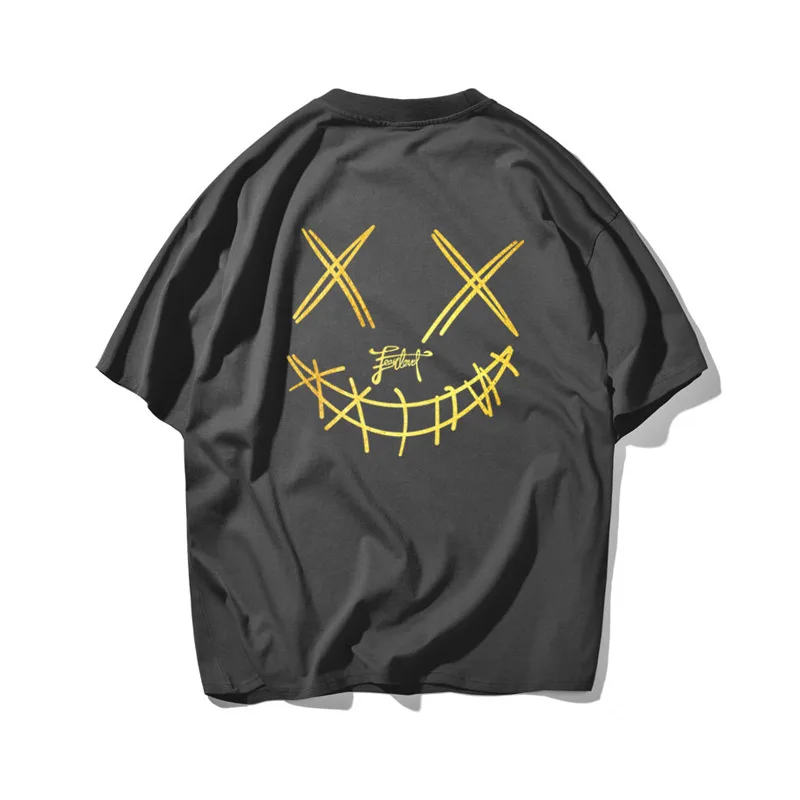 

2021 New Men Tshirts Streetwear Summer Short Sleeve T-Shirt Cotton Tops Loose Tees Male Oversize Devil Grimace Print Black White