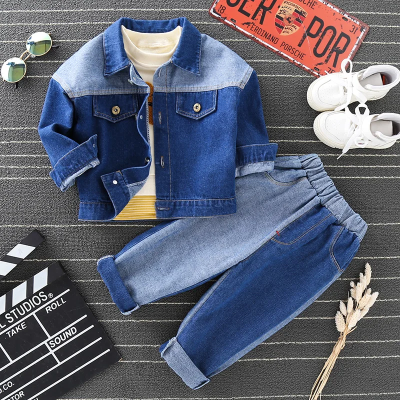 Dolmidol 2019 HOTHOT Letters Embroidery Hooded Denim Suit Jacket For Boy Fashion Kid Jeans Casual Clothing Set Tracksuit | Детская