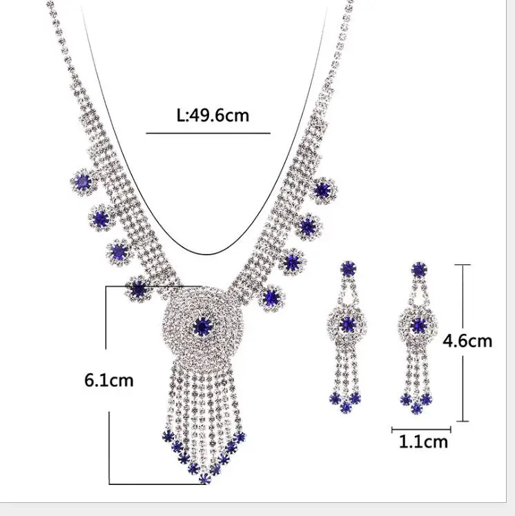 India Bride Girl Dance Accessory Woman Stage Performance Two Pieces Tassels Earrings+Necklace |