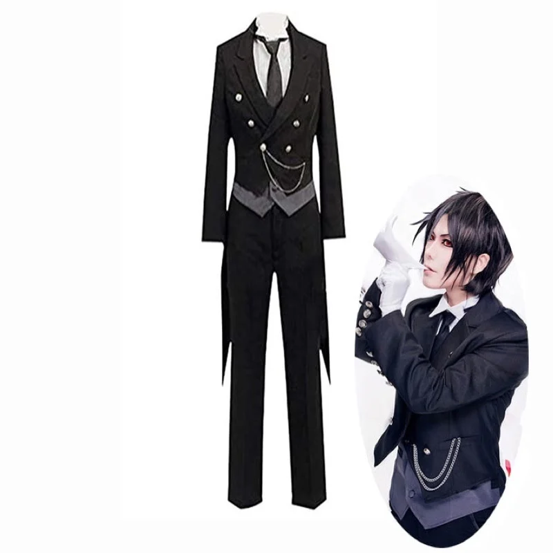 

Костюм для косплея черного Батлера из аниме «Kuroshitsuji Себастьян», костюм для Хэллоуина для мужчин и женщин